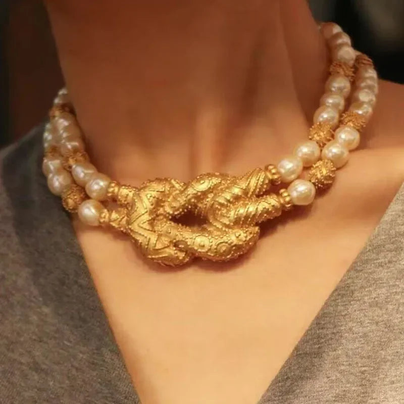Collana di perle multistrato opulenta per la musa moderna | ULZZANG BELLA