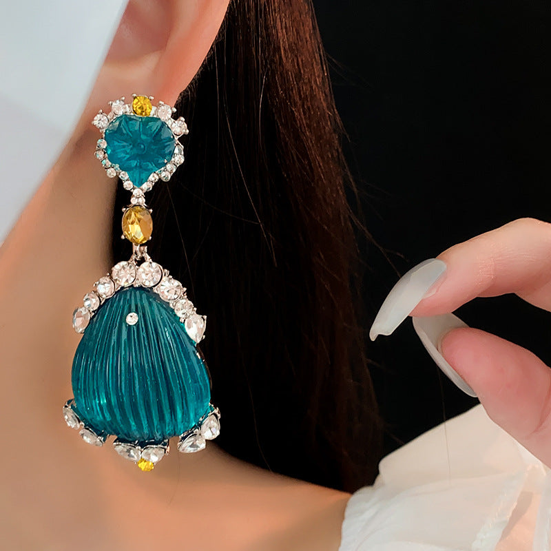 Diamond Shell Elegance Earrings - French Light Luxury Retro Style | ULZZANG BELLA