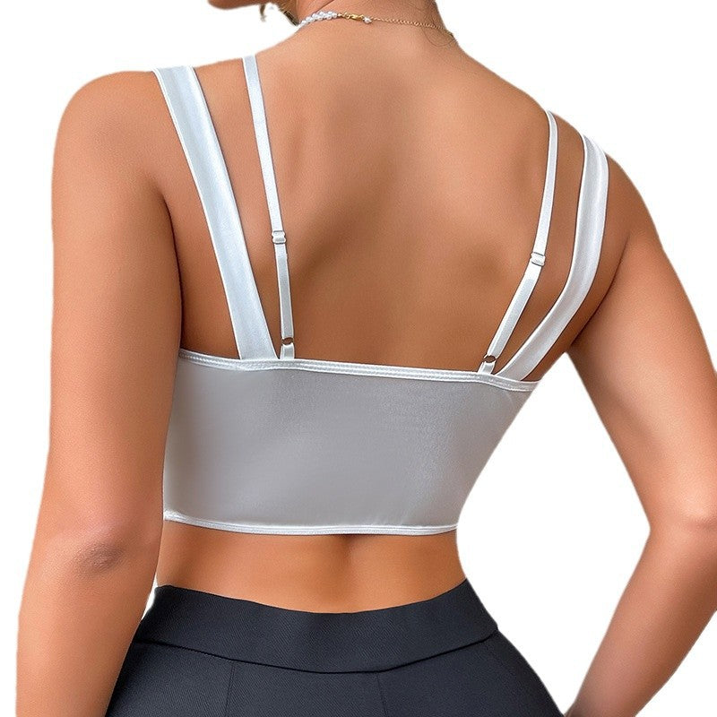 Luxe Lace Mesh Double Strap Vest for Alluring Elegance | ULZZANG BELLA