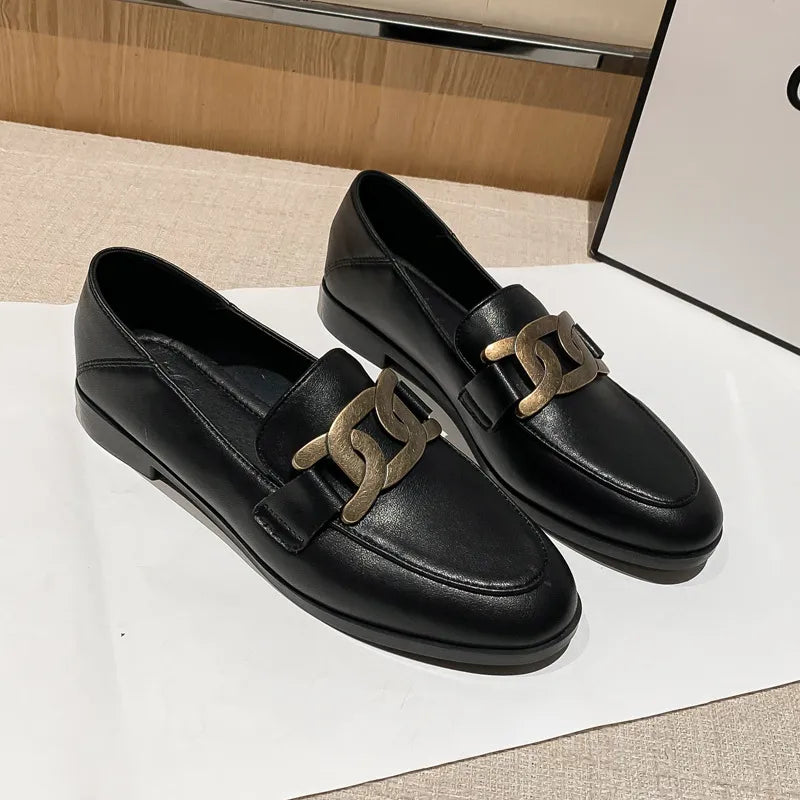 Elegant British Style Leather Flats for the Modern Muse | ULZZANG BELLA