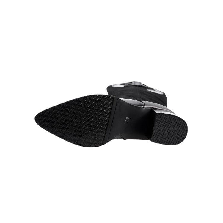 Snake Pattern Splicing Pointed Tall Boots | ULZZANG BELLA