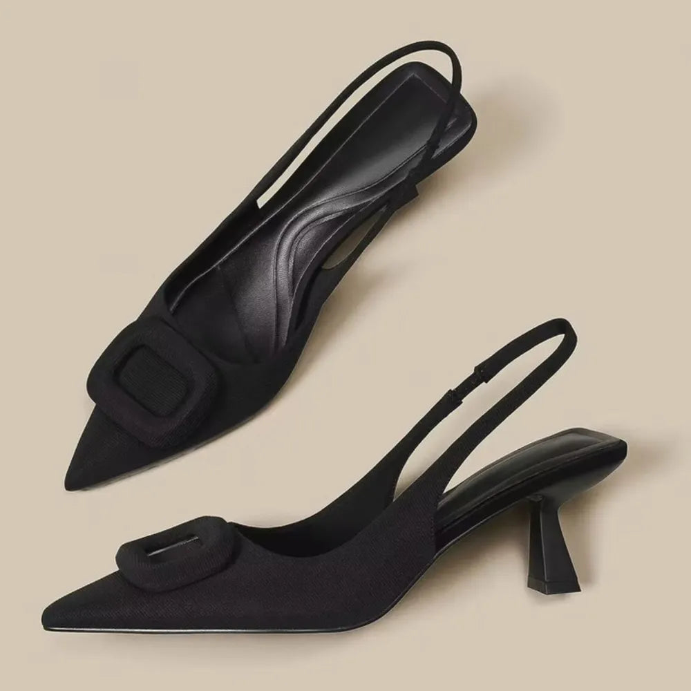 Slingback Pointed Toe Pumps in Patent Leather | ULZZANG BELLA