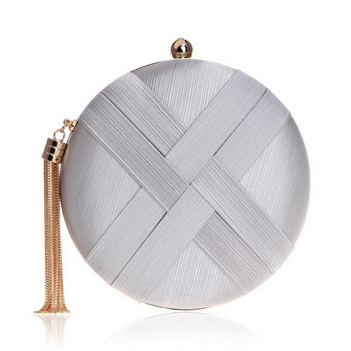 Tassel-Embellished Metal Clutch: Luxurious Evening Handbag for Weddings & Parties | ULZZANG BELLA