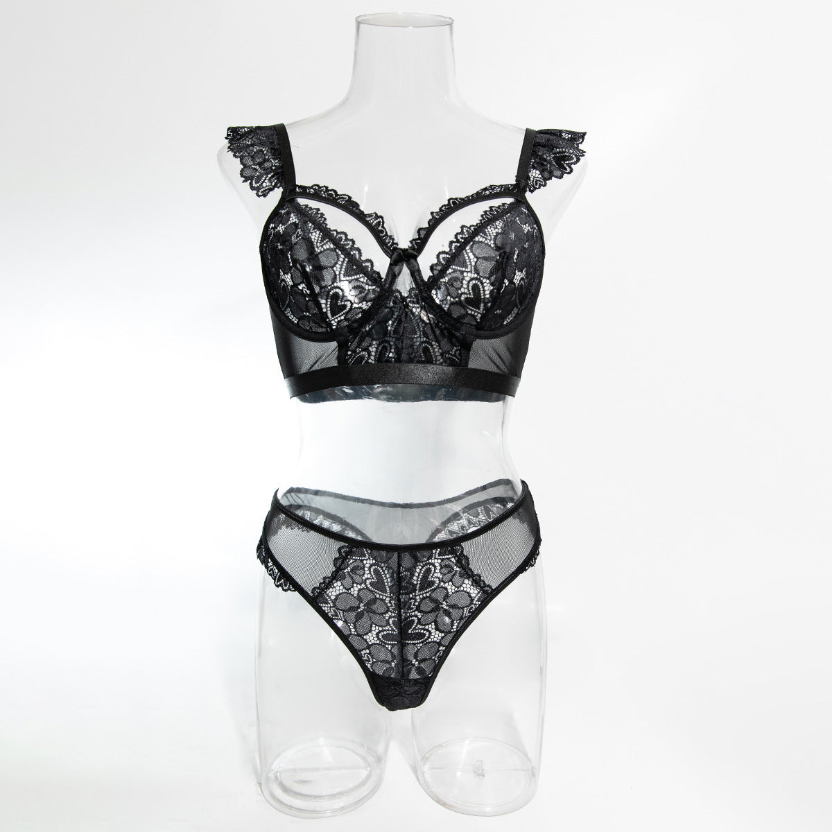 Luxe Lace Trim Hollow Out Lingerie Set | ULZZANG BELLA