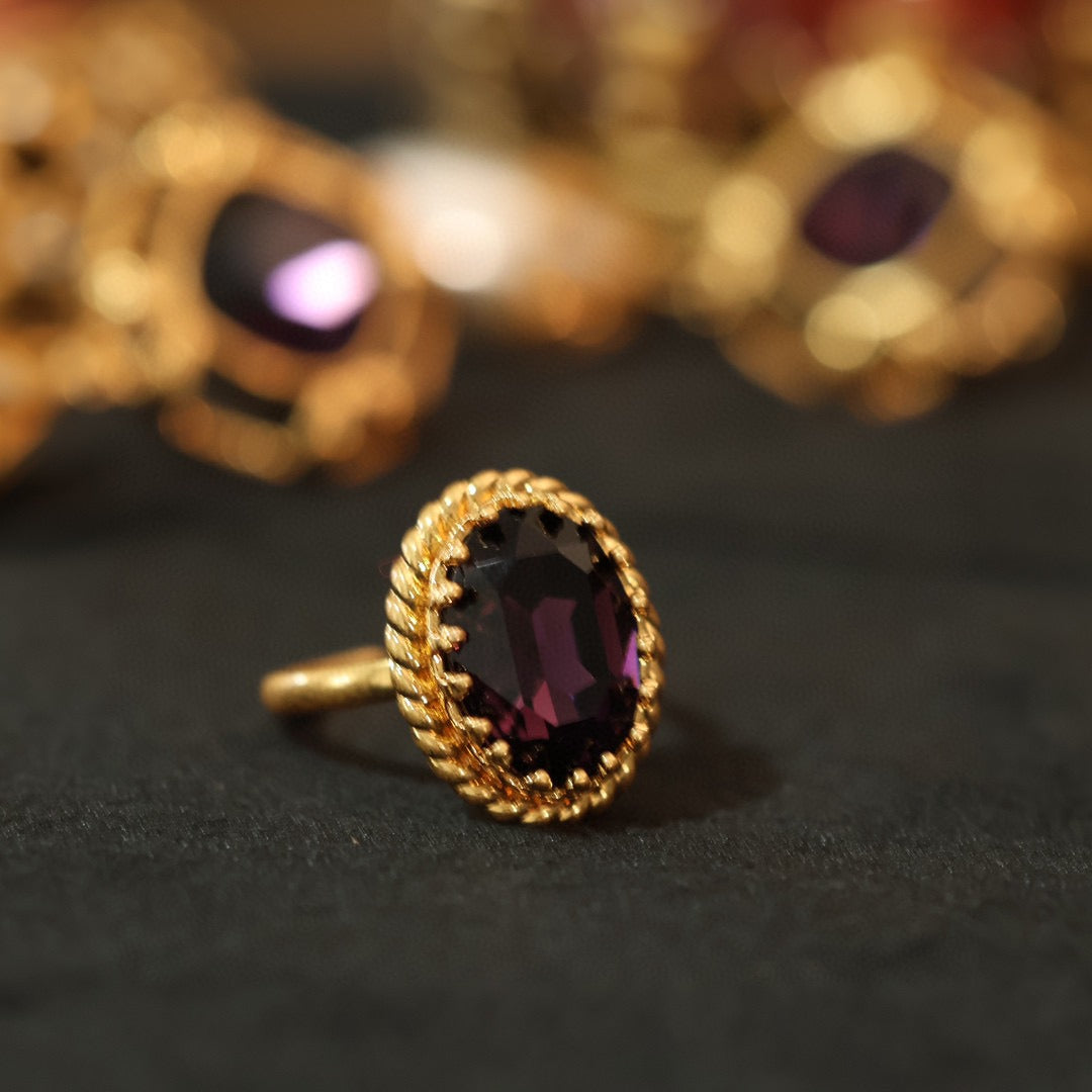Elegant Amethyst & Pearl Drop Earrings with Long Necklace Set | ULZZANG BELLA