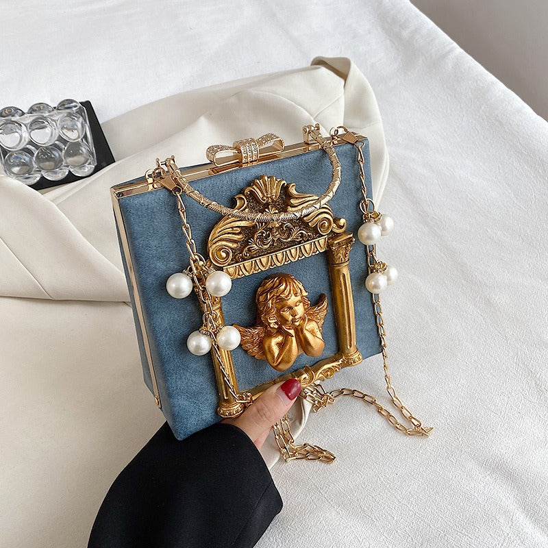 Chic Retro Angel Flower Handheld Chain Bag - Elegant One Shoulder Crossbody Style | ULZZANG BELLA
