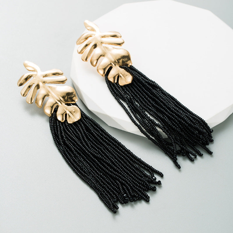 Exquisite Handmade Bohemian Long Earrings with Rice Beads | ULZZANG BELLA