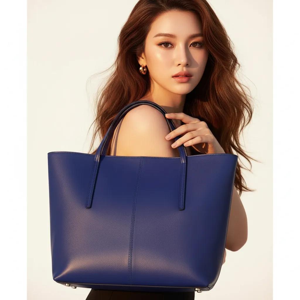 ULZZANG BELLA Opulent Leather Puffer Tote Handbag - Luxe Elegance