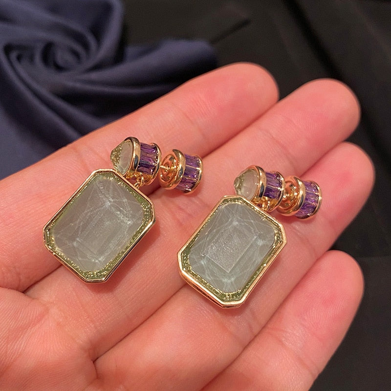 Exquisite Green Jade-Inspired Luxury Earrings for Women | ULZZANG BELLA