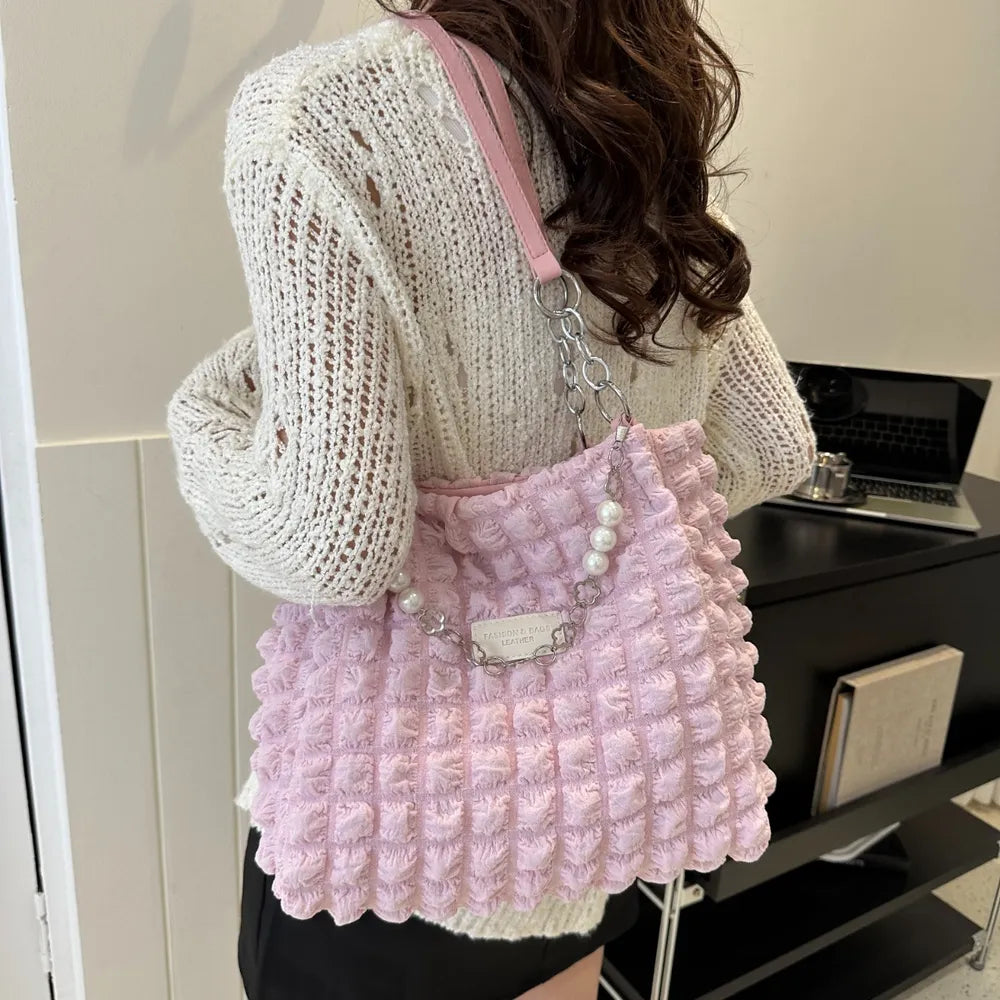 Chic Bubble Textured Tote Bag for the Modern Muse | ULZZANG BELLA