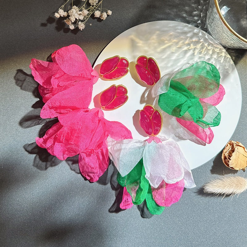 Captivating Bohemian Floral Earrings with Matte Gold Plating | ULZZANG BELLA