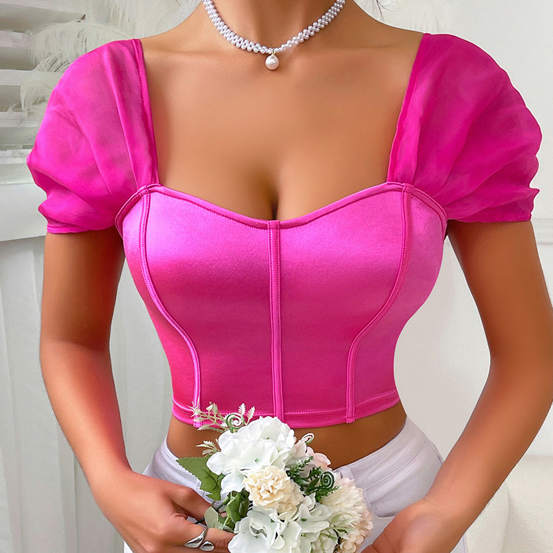 Chic Satin One-Shoulder Vest with Exquisite Back Strap | ULZZANG BELLA