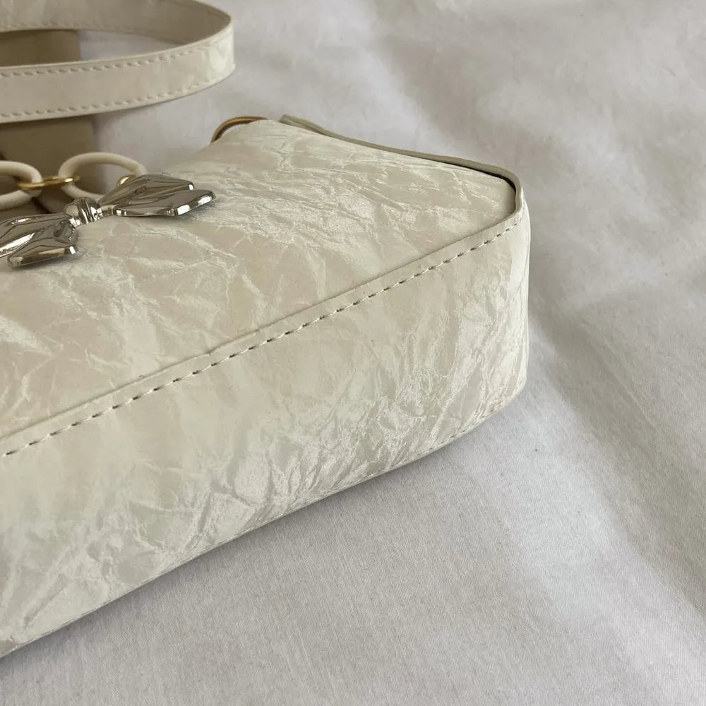 Elegantly Bowed PU Leather Crossbody Bag for the Modern Muse | ULZZANG BELLA