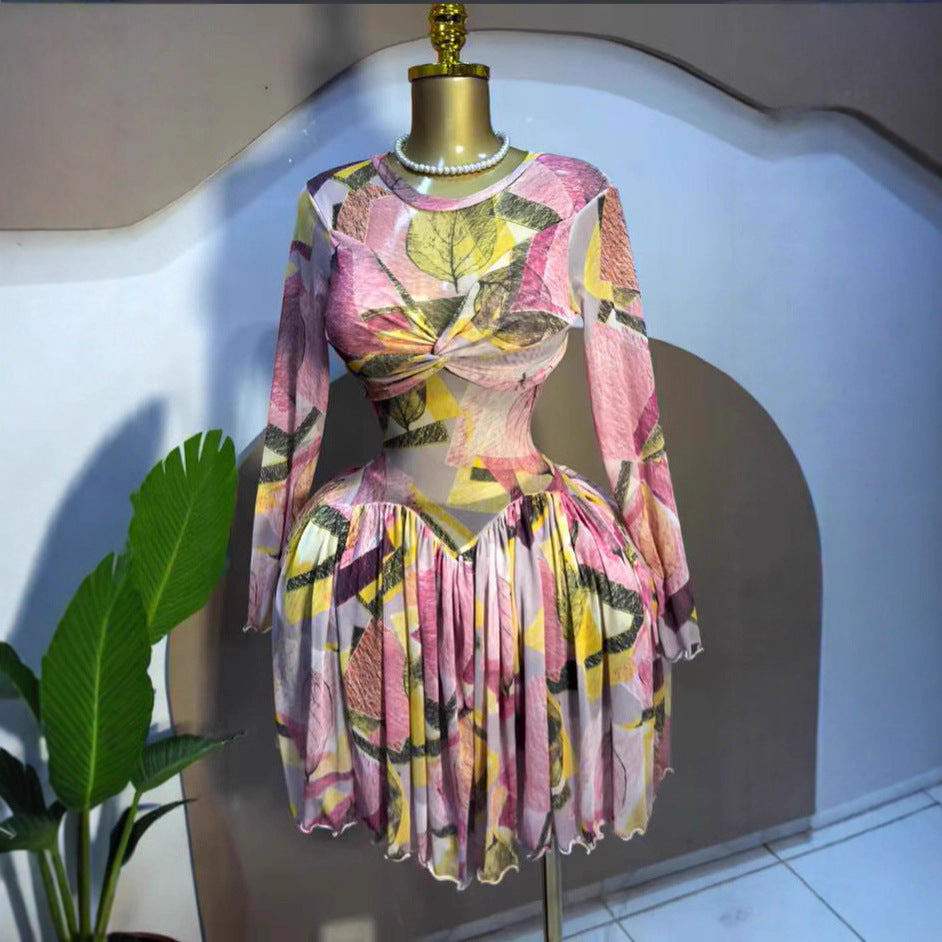 ULZZANG BELLA Floral Print Mini Dress - Exquisite Luxury Elegance
