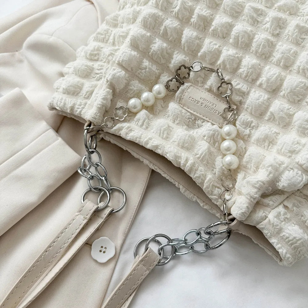 Chic Bubble Textured Tote Bag for the Modern Muse | ULZZANG BELLA