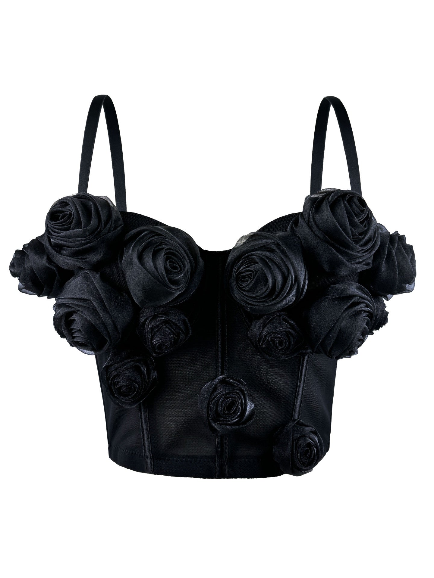 3D Floral Strapless Bustier Top in Luxurious Mesh | ULZZANG BELLA