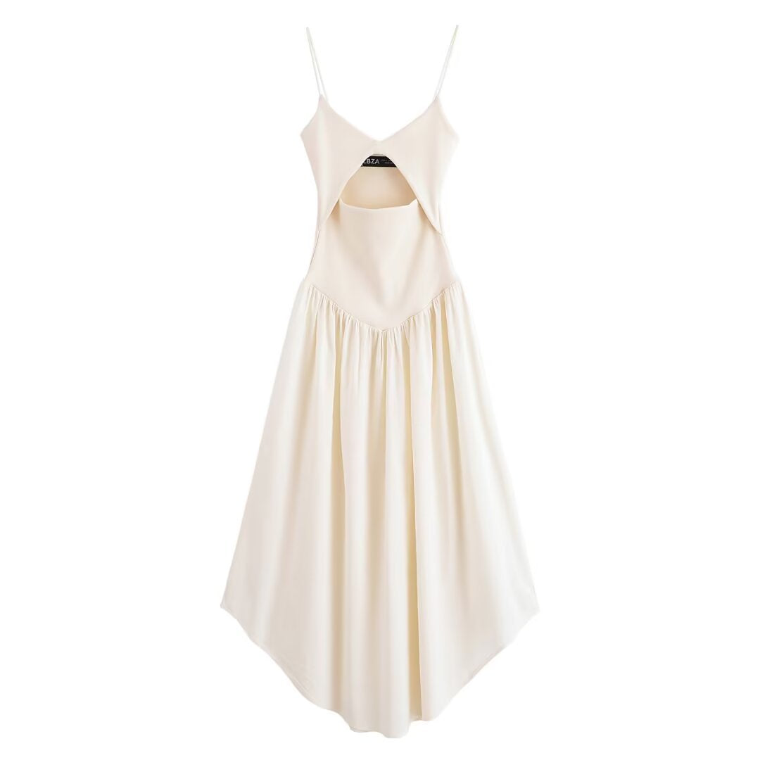 Exquisite V-Neck Strapless Long Dress in Timeless White | ULZZANG BELLA