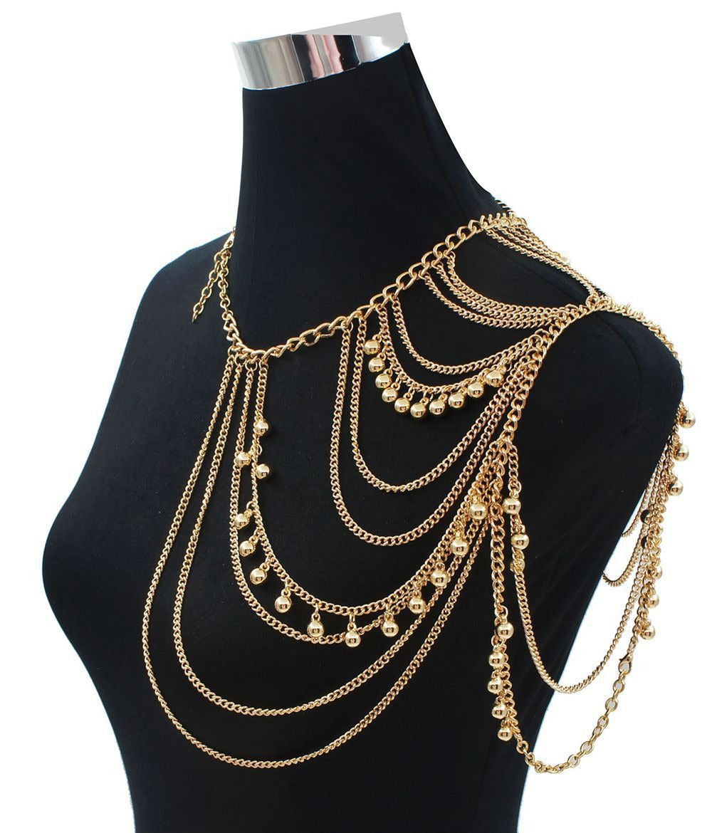Discover athé's Exquisite Multi-Layer Alloy Tassel Ball Shoulder Chain, a South Korean masterpiece of craftsmanship that elevates your elegance for any occasion.