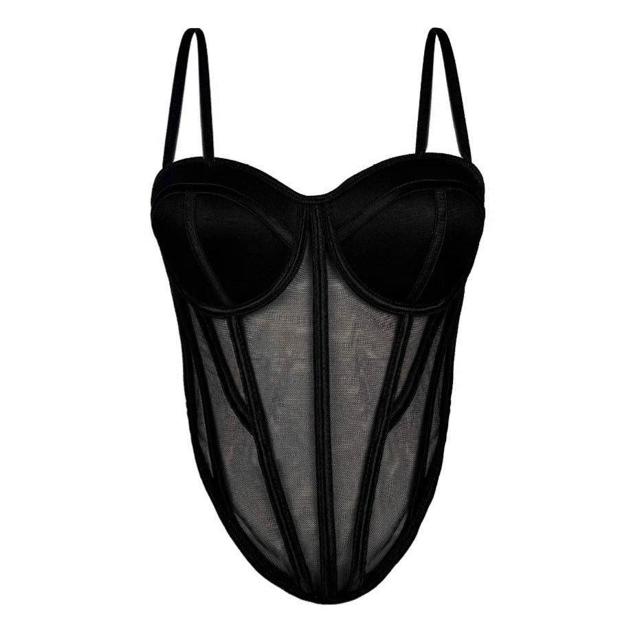 Reggiseno in rete con spalline e motivo color block | ULZZANG BELLA