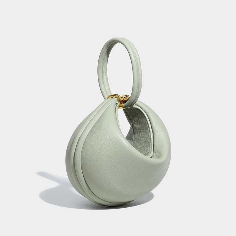Luxurious Half Moon Genuine Leather Tote | ULZZANG BELLA