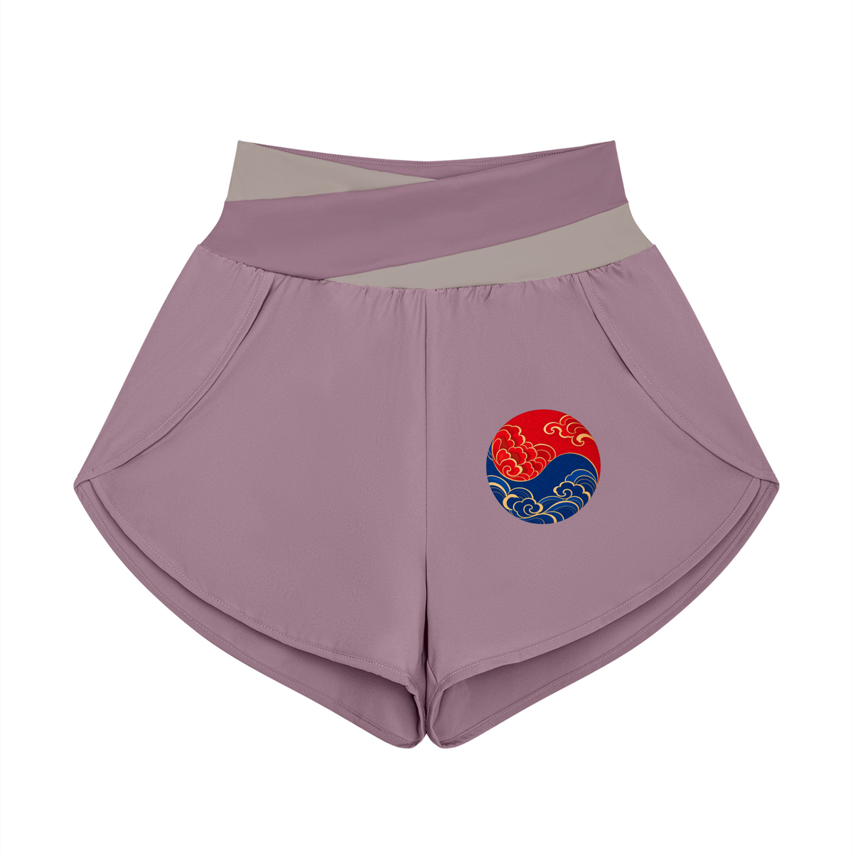 Cross-Over Panelled High Waisted Yoga Shorts | ULZZANG BELLA
