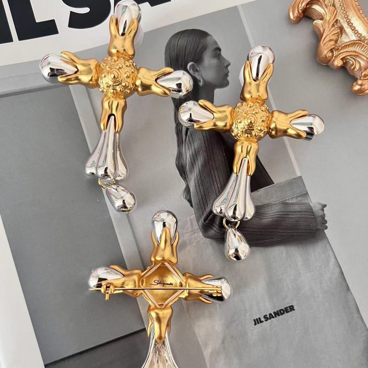 Statement Earring & Brooch Set in Premium Copper | ULZZANG BELLA