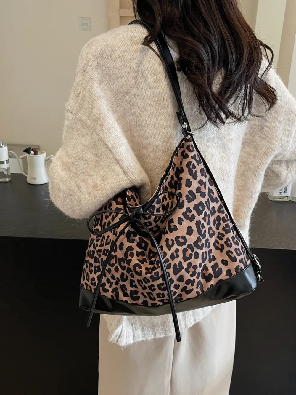 Mocha Leopard Luxe Dual Purpose Crossbody Bag | ULZZANG BELLA