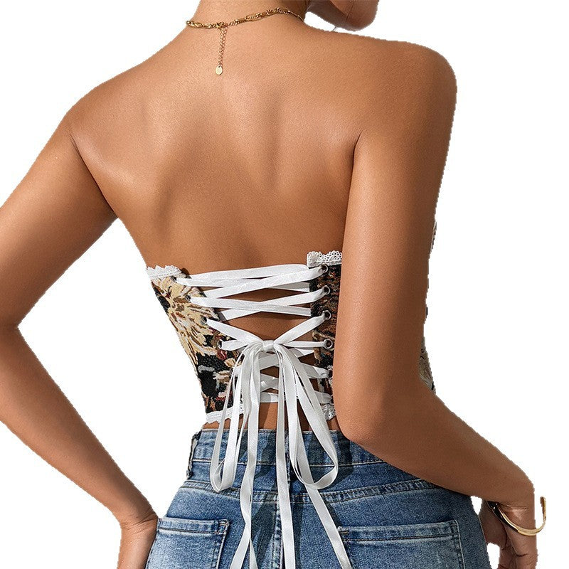Floral Elegance Strapless Top for the Modern Temptress | ULZZANG BELLA