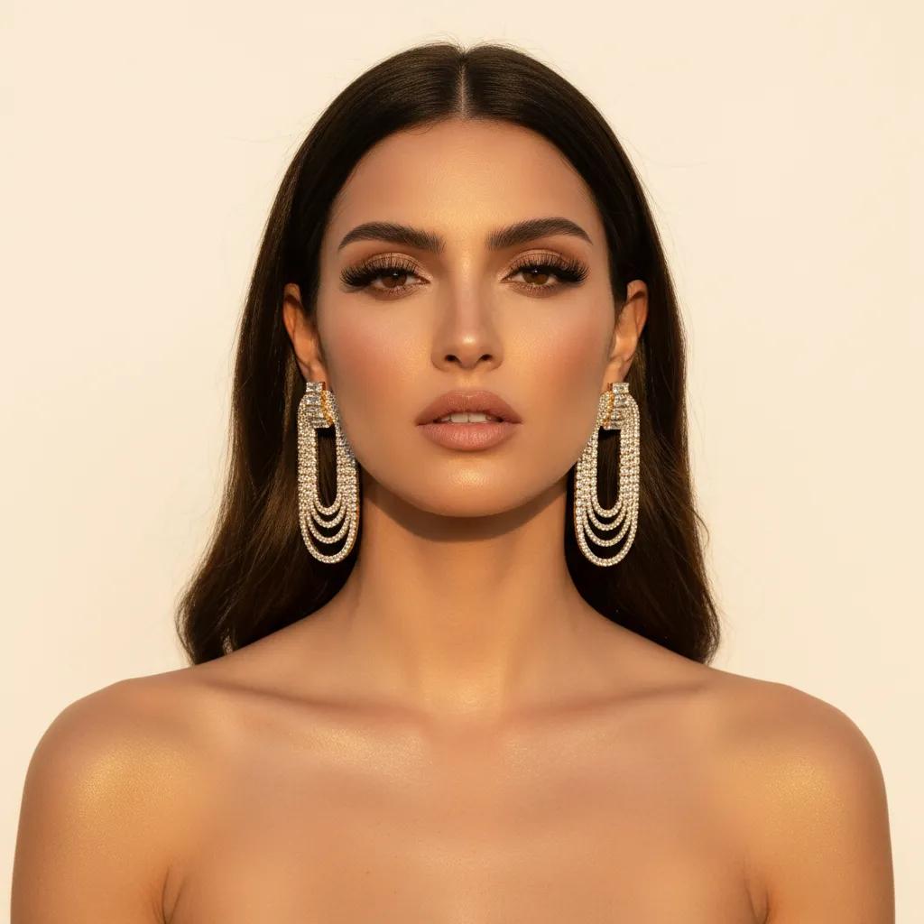 ULZZANG BELLA Luxe Rhinestone Dinner Earrings - Timeless Elegance