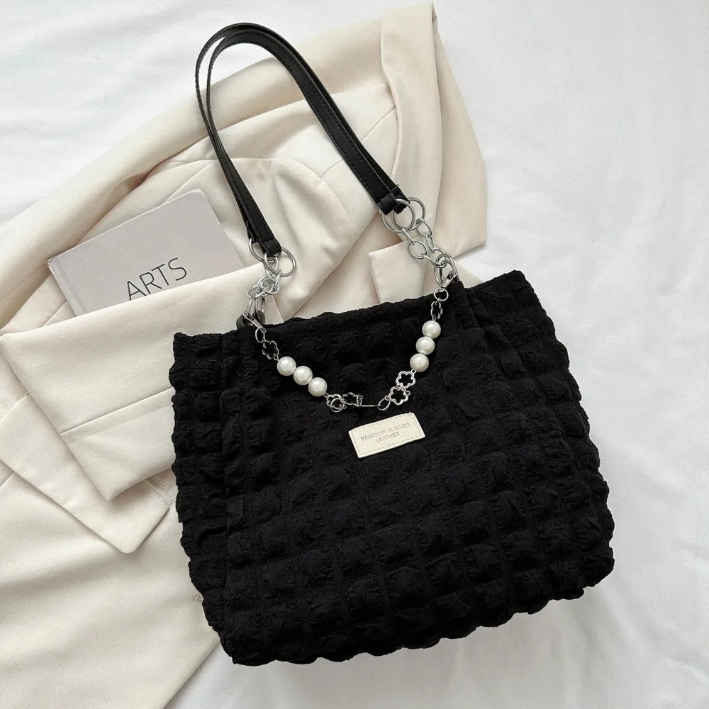 Chic Bubble Textured Tote Bag for the Modern Muse | ULZZANG BELLA