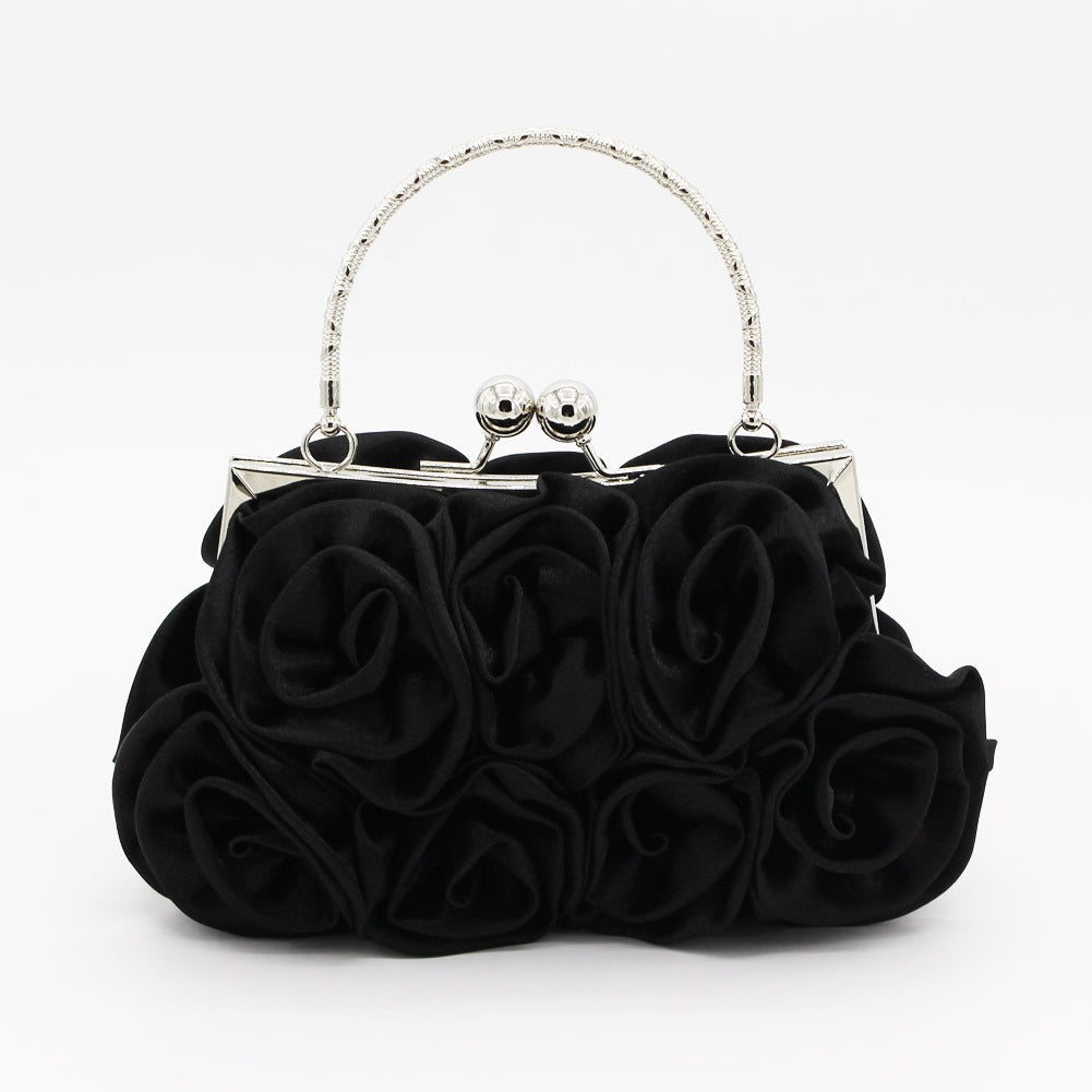 Elegant Silk Rose Banquet Dress & Bride Bag Set | ULZZANG BELLA