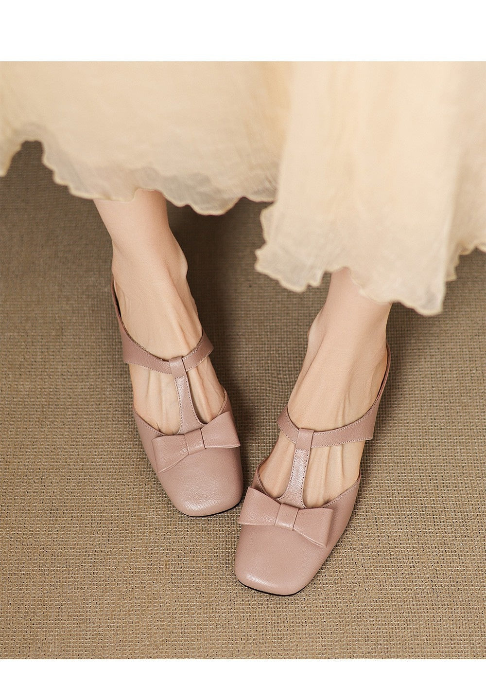 French T-Strap Bowknot Open-Toe Half Slippers | ULZZANG BELLA