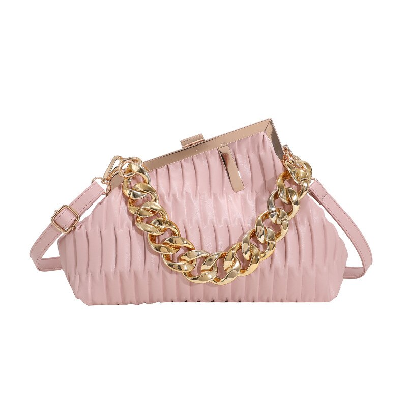 Thick Chain Striped Leather Crossbody Bag | ULZZANG BELLA