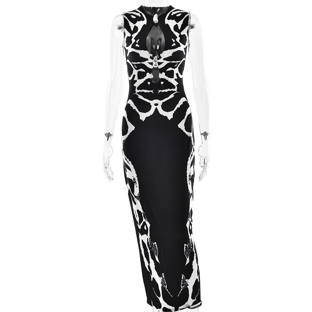Sensuous Leopard Print Hollow-out Sleeveless Dress | ULZZANG BELLA