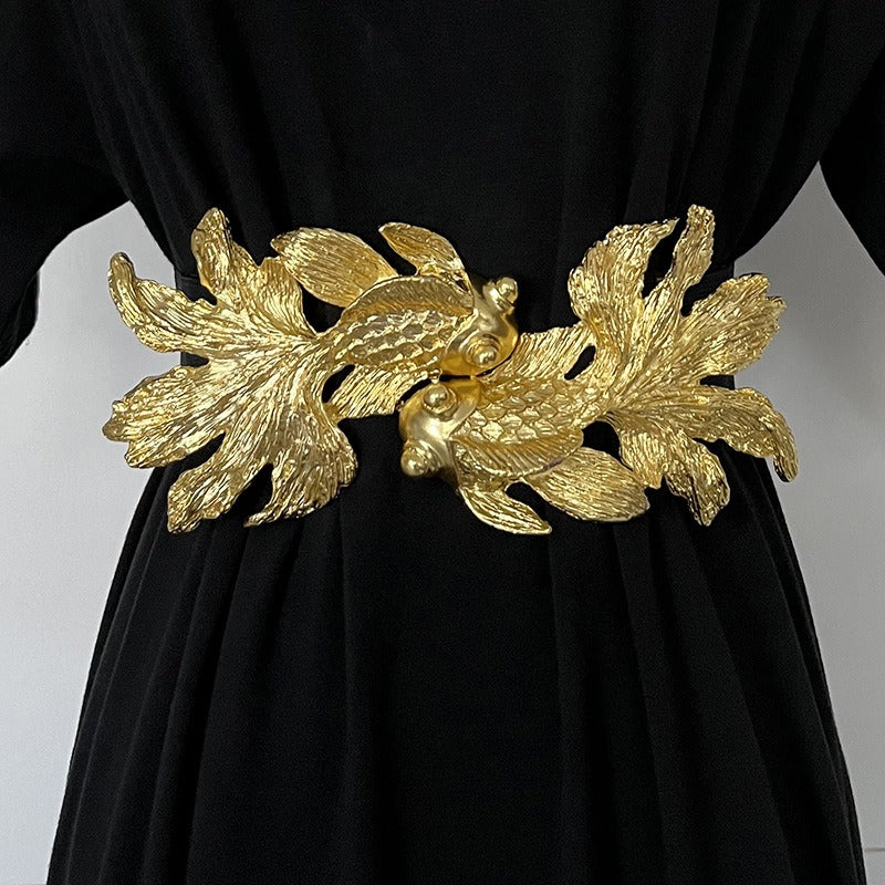Ceinture élégante en cuir à motif poisson rouge | ULZZANG BELLA