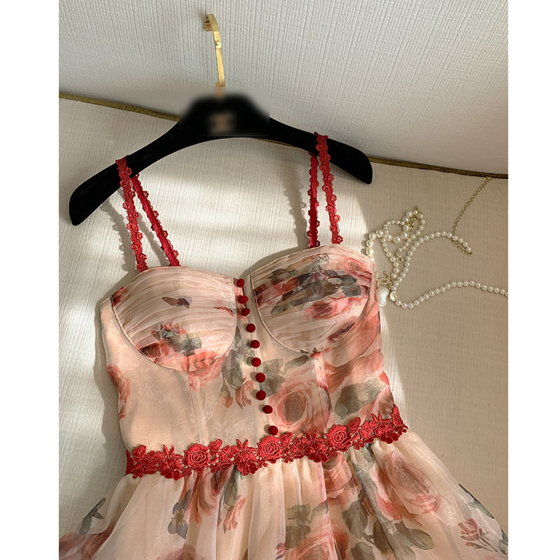 Elegantly Floral A-Line Midi Dress for the Refined Woman | ULZZANG BELLA