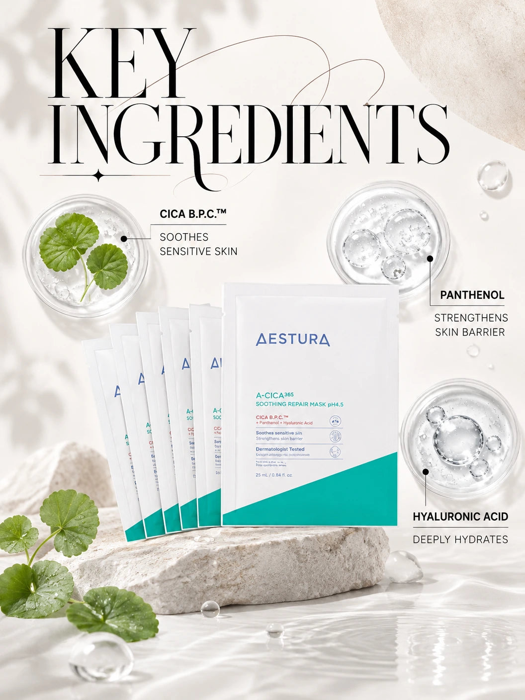 A-Cica 365 Soothing Repair Mask Sheet pH4.5 5ea | AESTURA | AESTURA A-CICA365 Mask – Soothing Barrier Sheet Mask