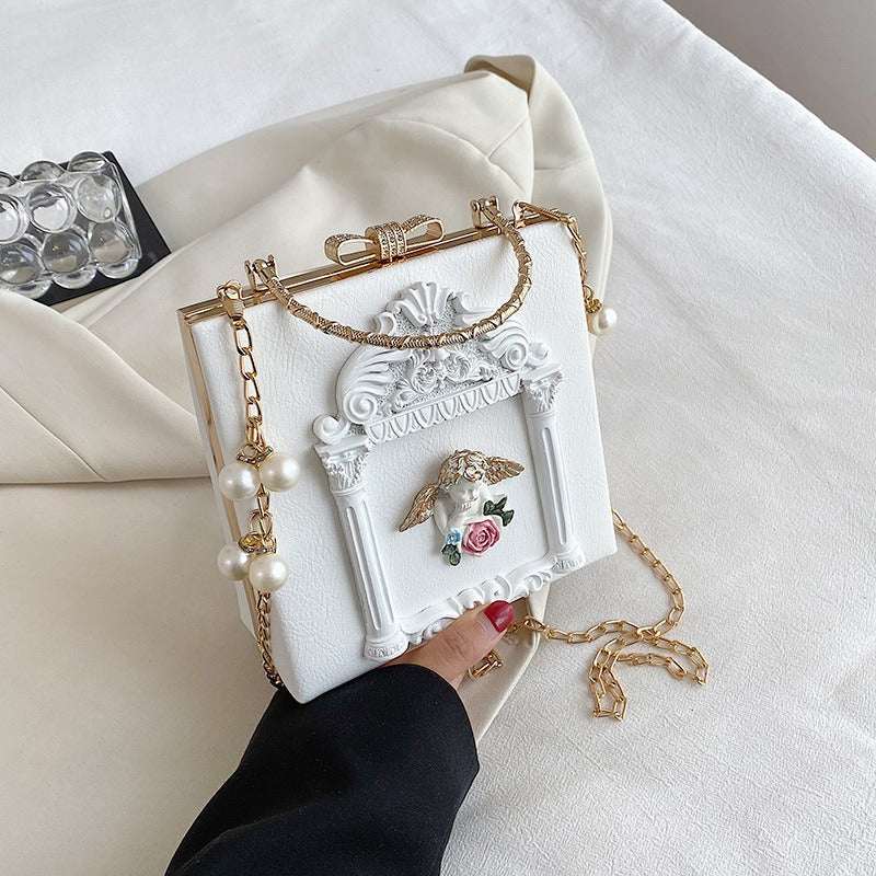 Chic Retro Angel Flower Handheld Chain Bag - Elegant One Shoulder Crossbody Style | ULZZANG BELLA
