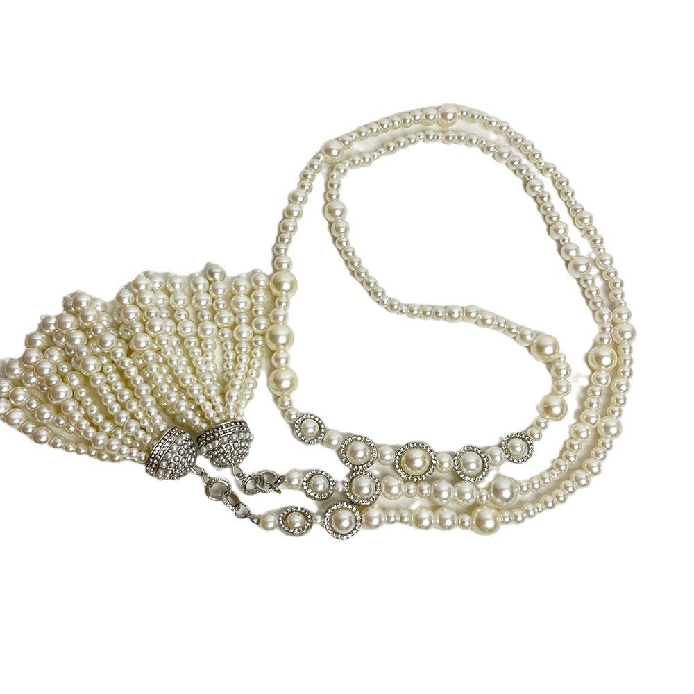 Pearl Elegance Tassel Necklace for the Modern Goddess | ULZZANG BELLA