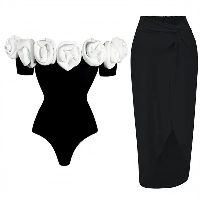 Costume da bagno intero push-up con volant floreali per un'eleganza senza sforzo | ULZZANG BELLA