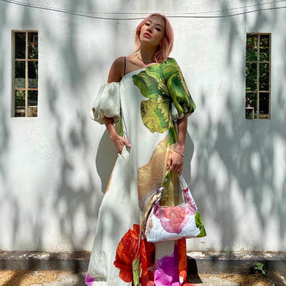 Summer Elegance Off-the-Shoulder Floral Dress | ULZZANG BELLA