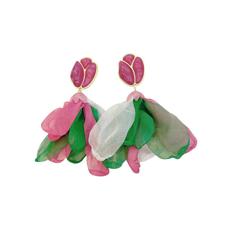 Captivating Bohemian Floral Earrings with Matte Gold Plating | ULZZANG BELLA