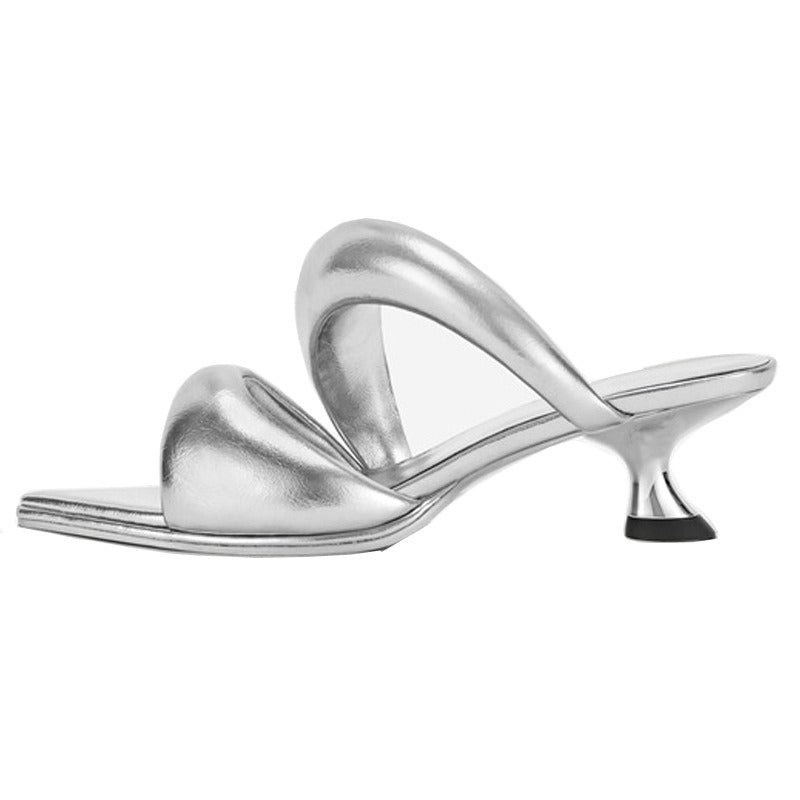 Soft Leather Elegant Kitten Flip Flops for Plus Size Women | ULZZANG BELLA