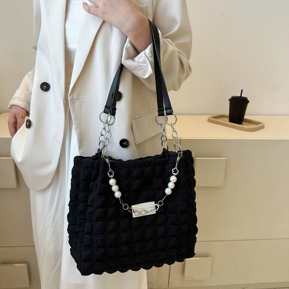 Chic Bubble Textured Tote Bag for the Modern Muse | ULZZANG BELLA