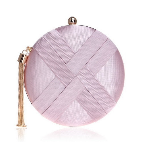 Tassel-Embellished Metal Clutch: Luxurious Evening Handbag for Weddings & Parties | ULZZANG BELLA