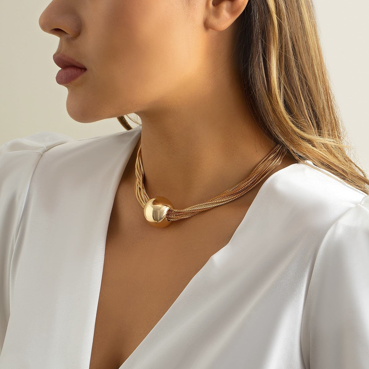 Discover athé's Exaggerated Luxury Punk Multi-Layer Chain Necklace, a South Korean masterpiece in premium materials, merging bold artistry with sophisticated elegance.