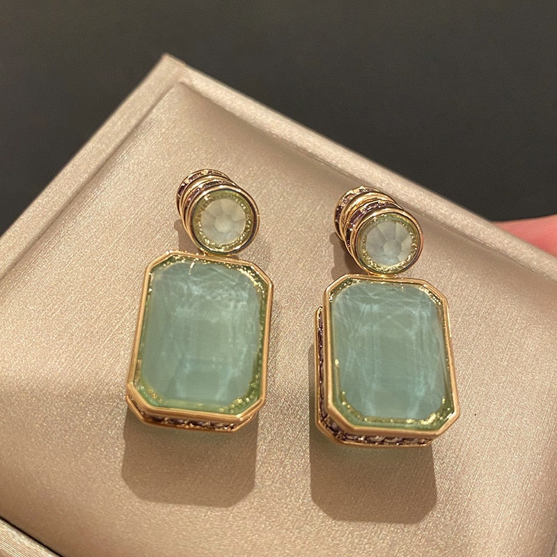 Exquisite Green Jade-Inspired Luxury Earrings for Women | ULZZANG BELLA