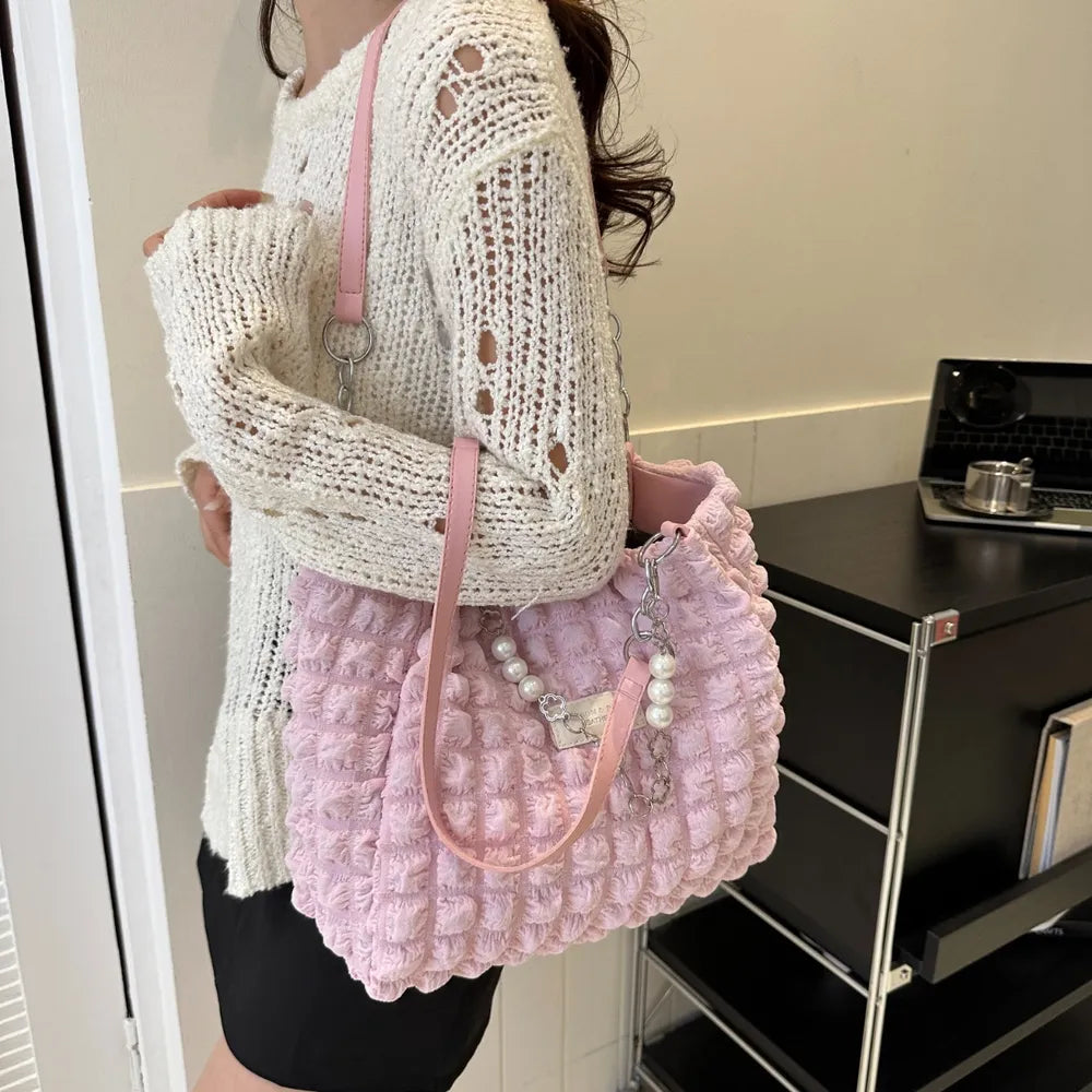 Chic Bubble Textured Tote Bag for the Modern Muse | ULZZANG BELLA