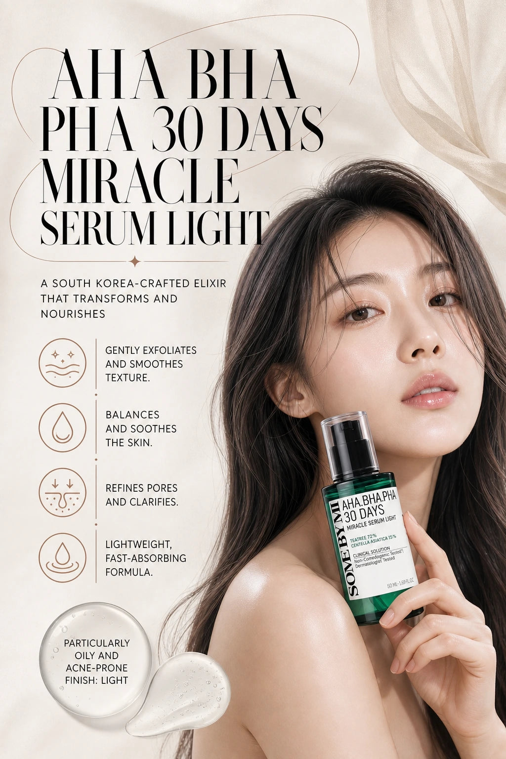 AHA BHA PHA 30 Days Miracle Miracle Serum Light 50ml | SOME BY MI | SOME BY MI AHA BHA PHA Serum - Artisanal Luxury Elixir