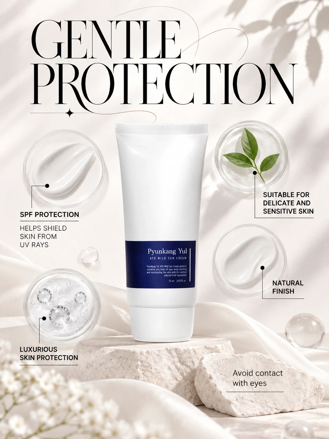 ATO Mild Sun Cream 75ml | Pyunkang Yul | Pyunkang Yul ATO Mild Sun Cream - Artisanal Luxury Defense